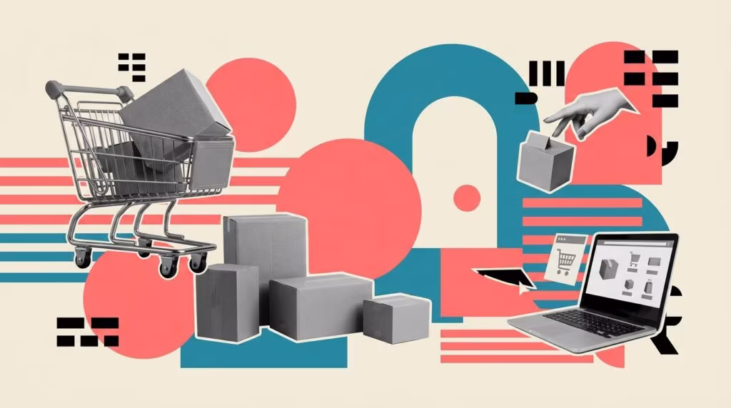 Illustration: Abstract data visualization of global growth, World map with glowing ecommerce connection lines, Mobile phone w